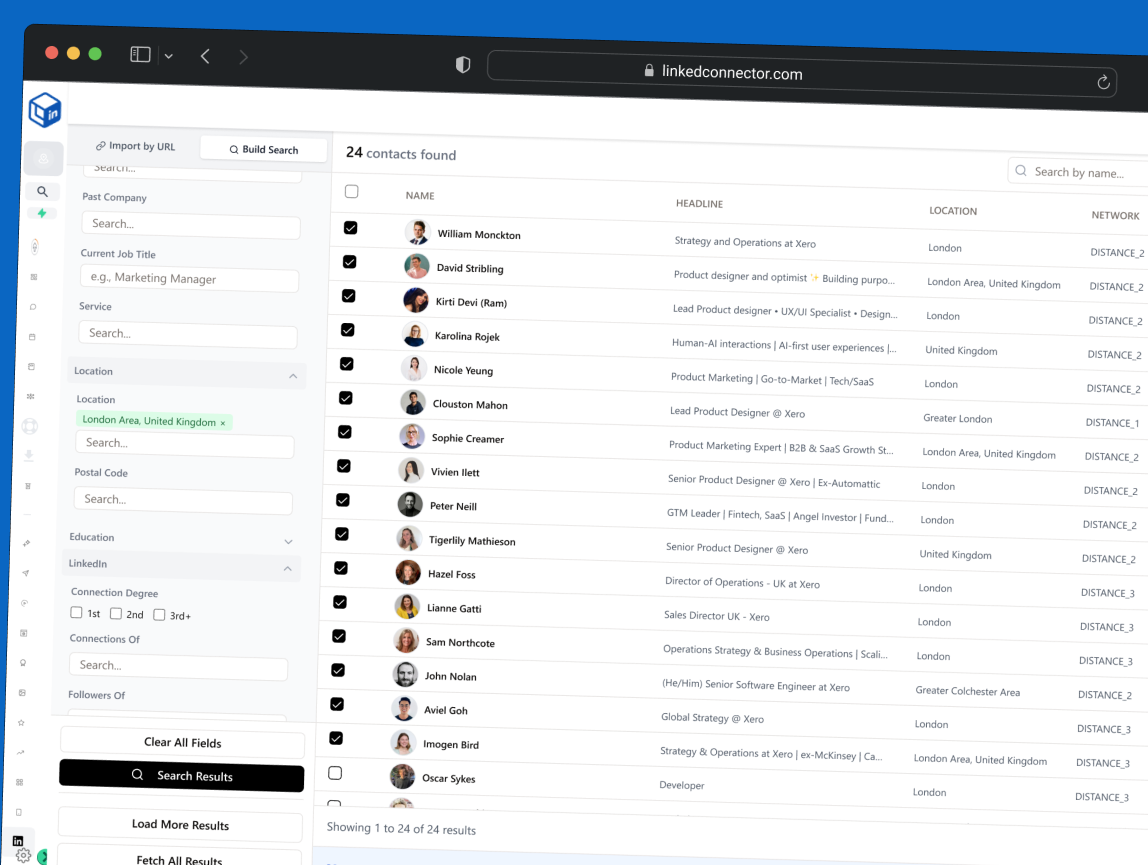 LinkedIn lead search results ready to import