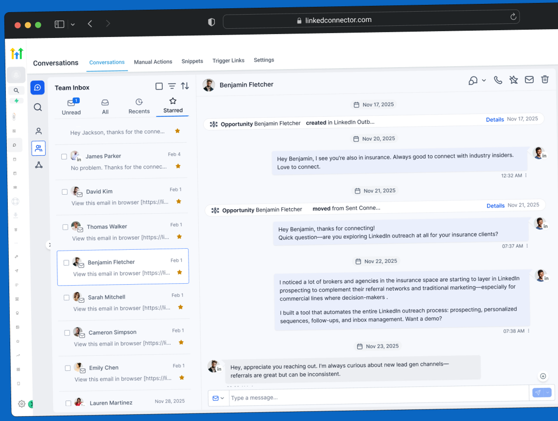 LinkedIn conversations in the HighLevel unified inbox